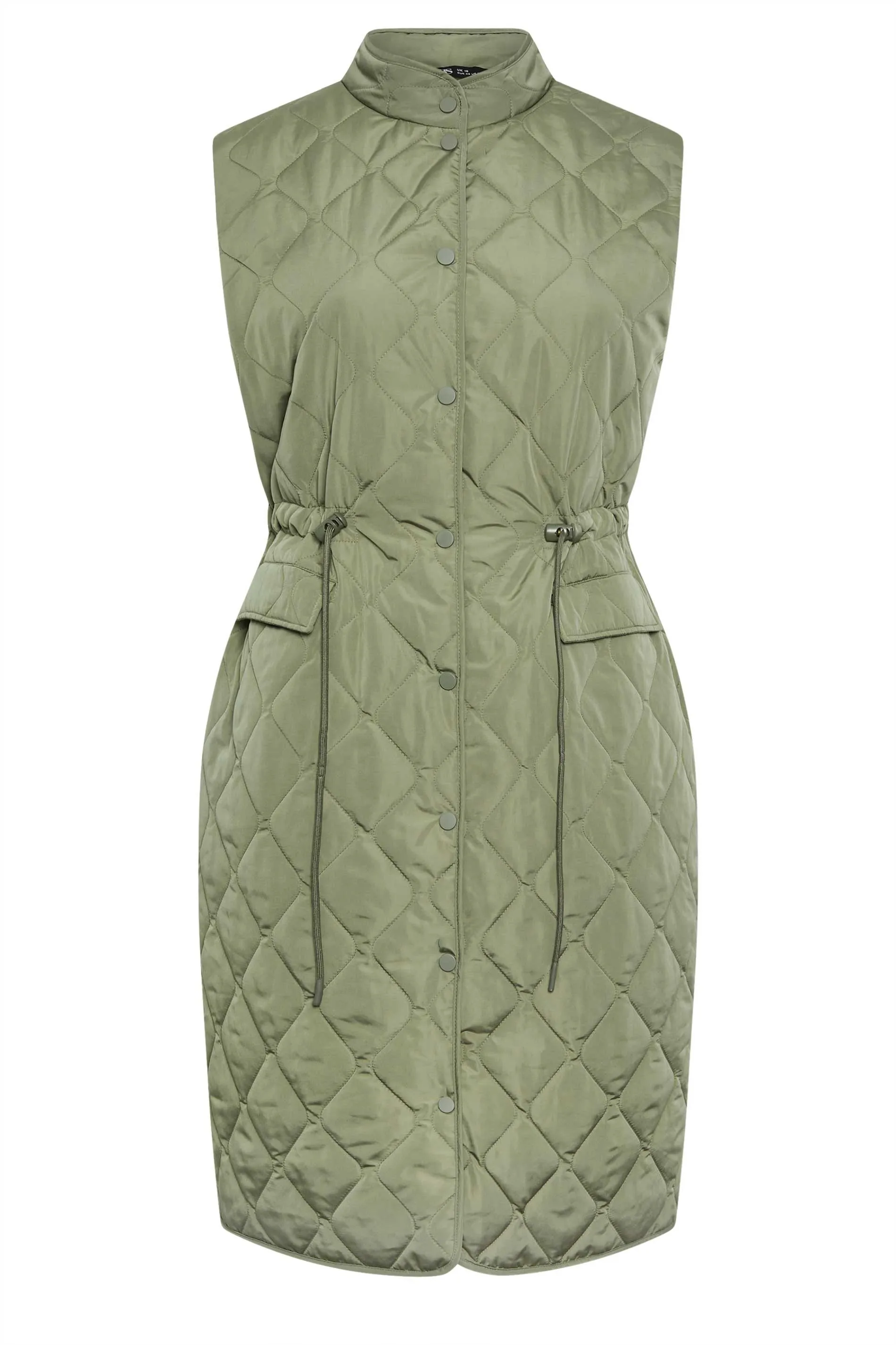 YOURS Curve Green Lightweight Quilted Midi Gilet