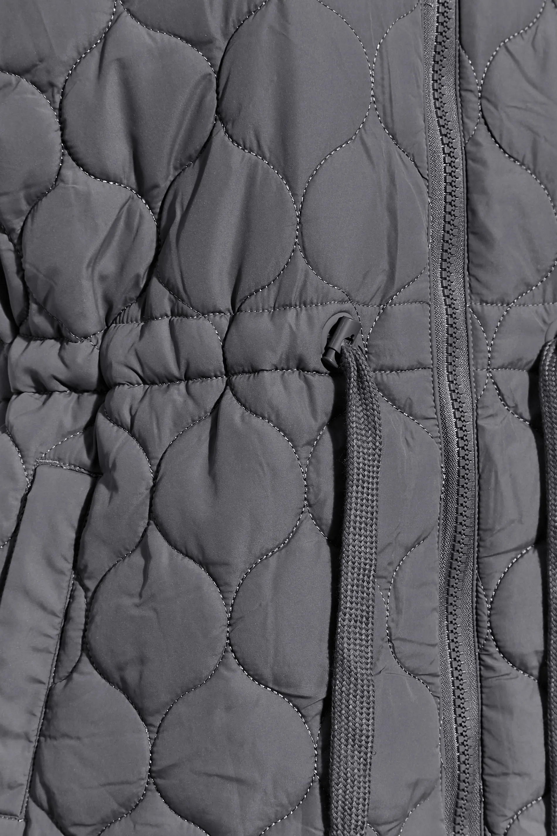 YOURS Curve Grey Quilted Midi Hooded Gilet