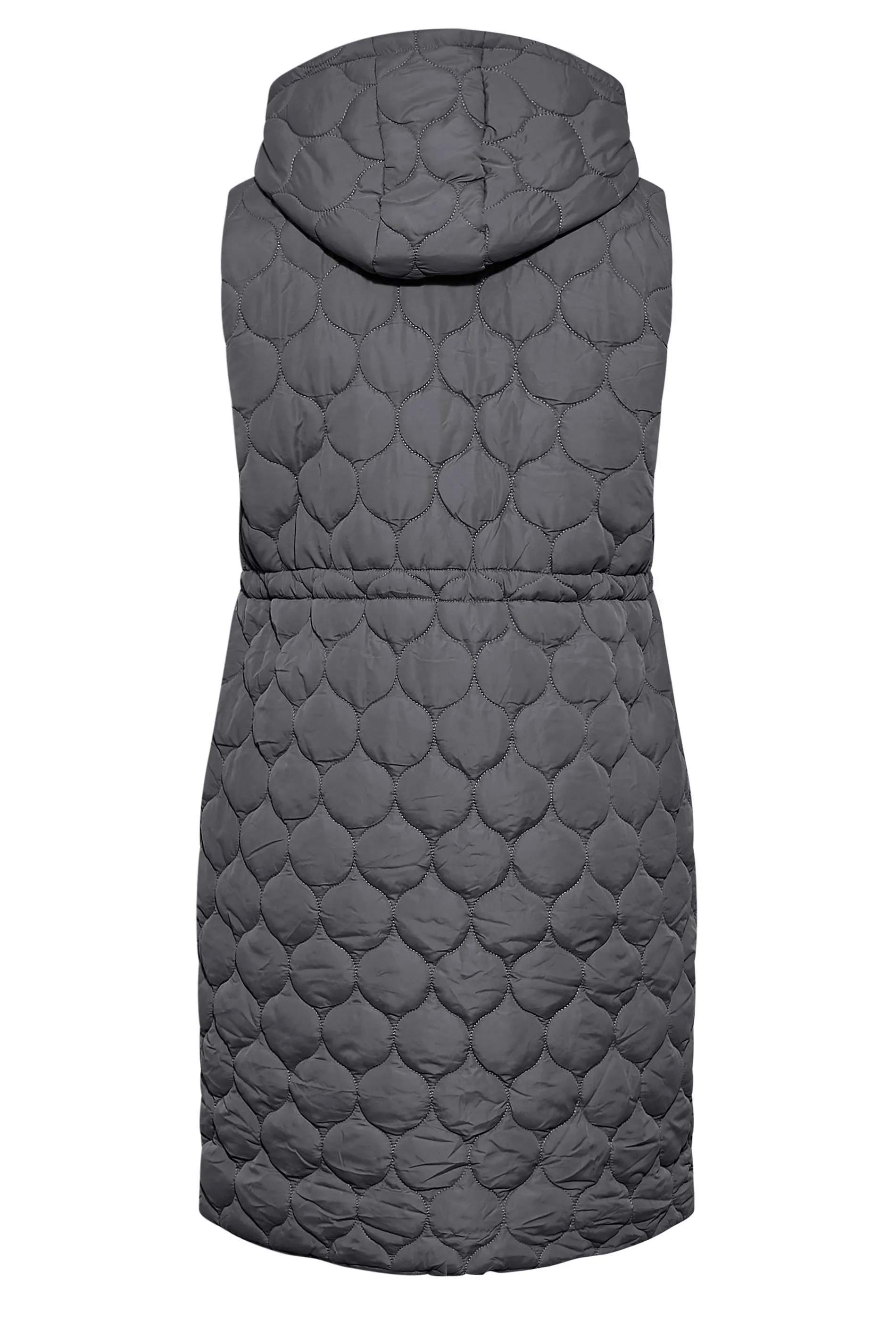 YOURS Curve Grey Quilted Midi Hooded Gilet